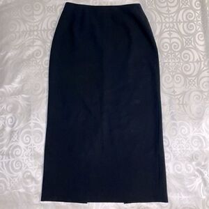 Jones New York Platinum black maxi skirt with inverted V kick vent at back 6